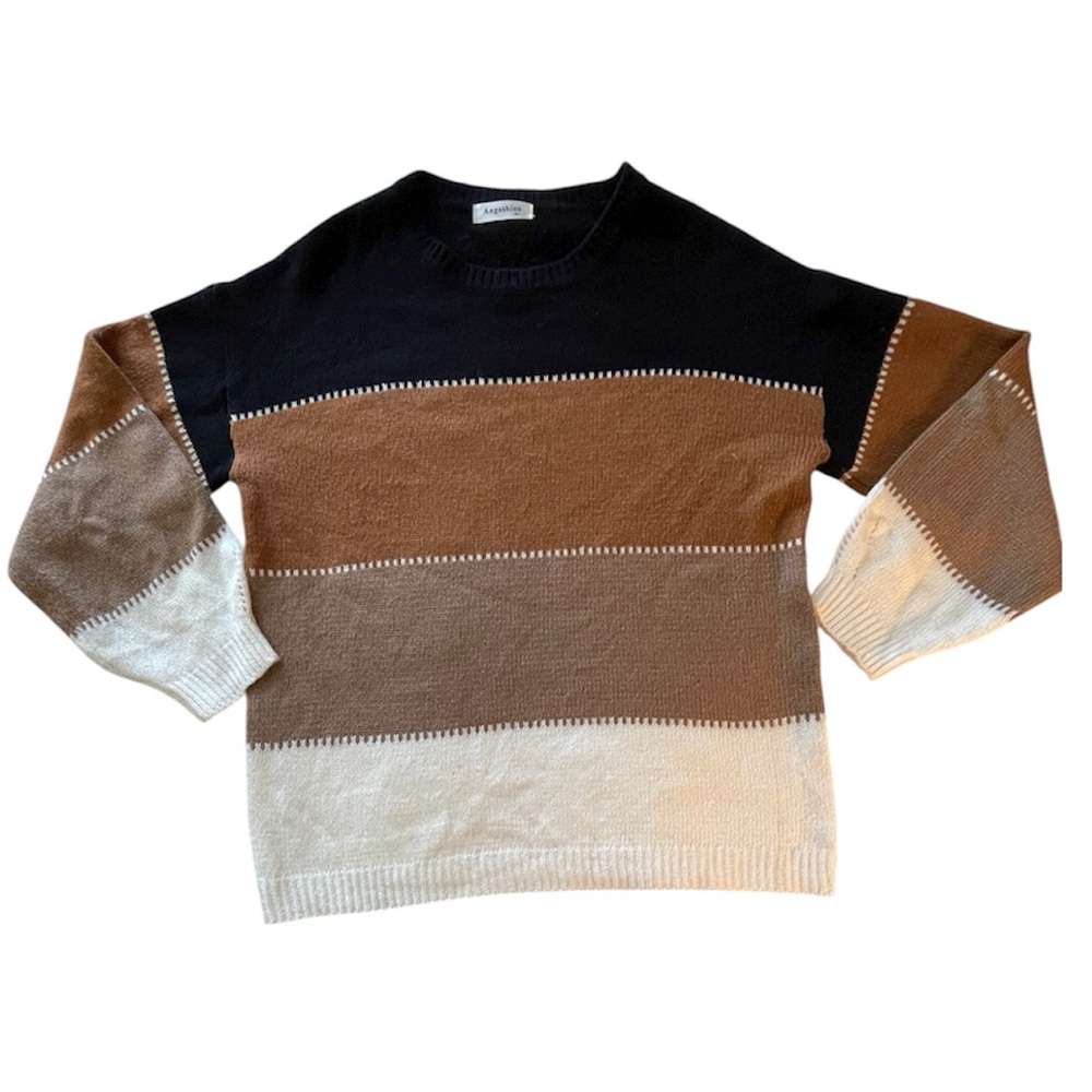 Angashion Crewneck Sweater - Black, Brown, Cream Sz XL